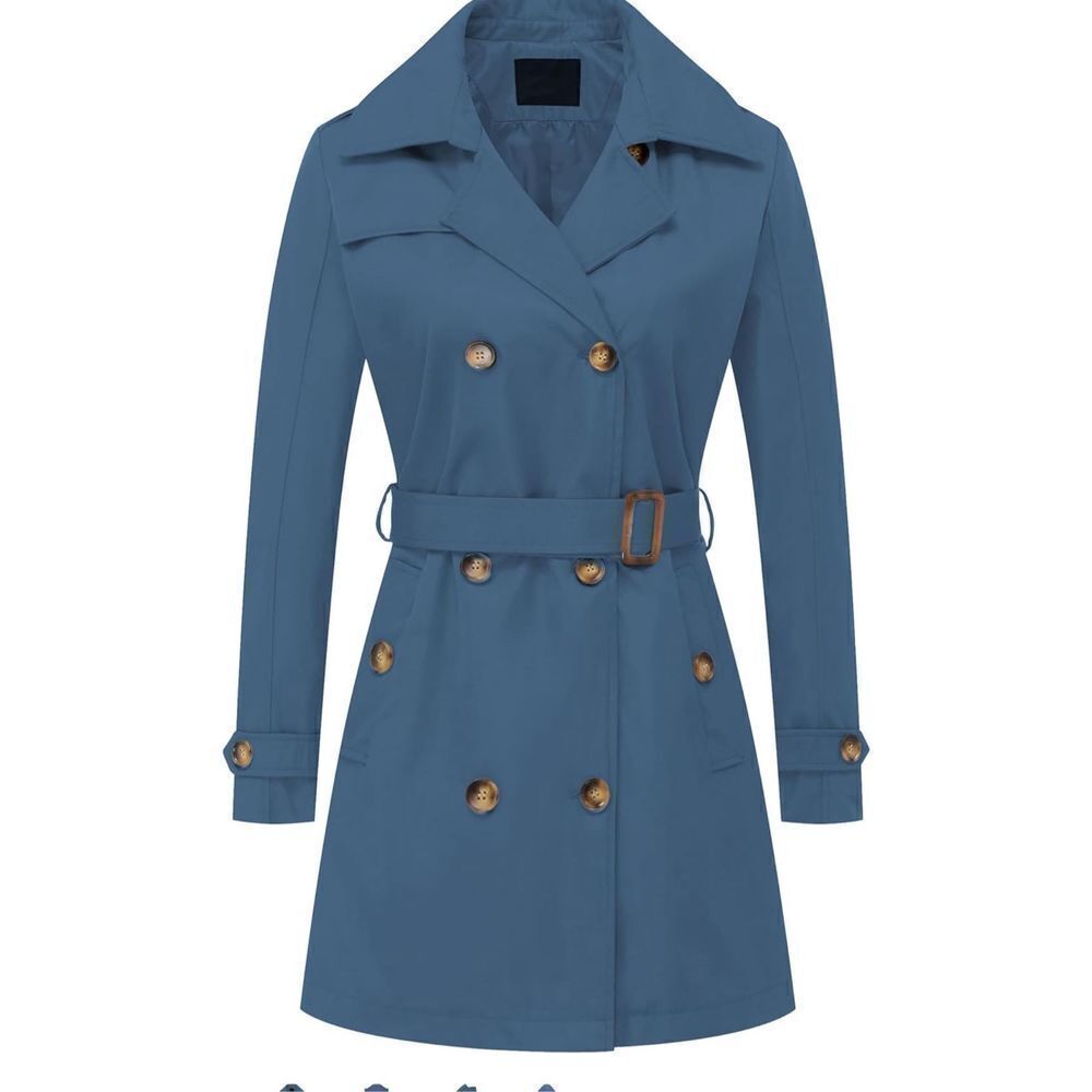 NEW Double Breasted Trench Coat Mid-Length Overcoat S NO BELT
